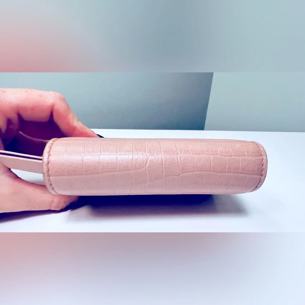 Jimmy Choo Blush Pink Croc-Embossed Wallet